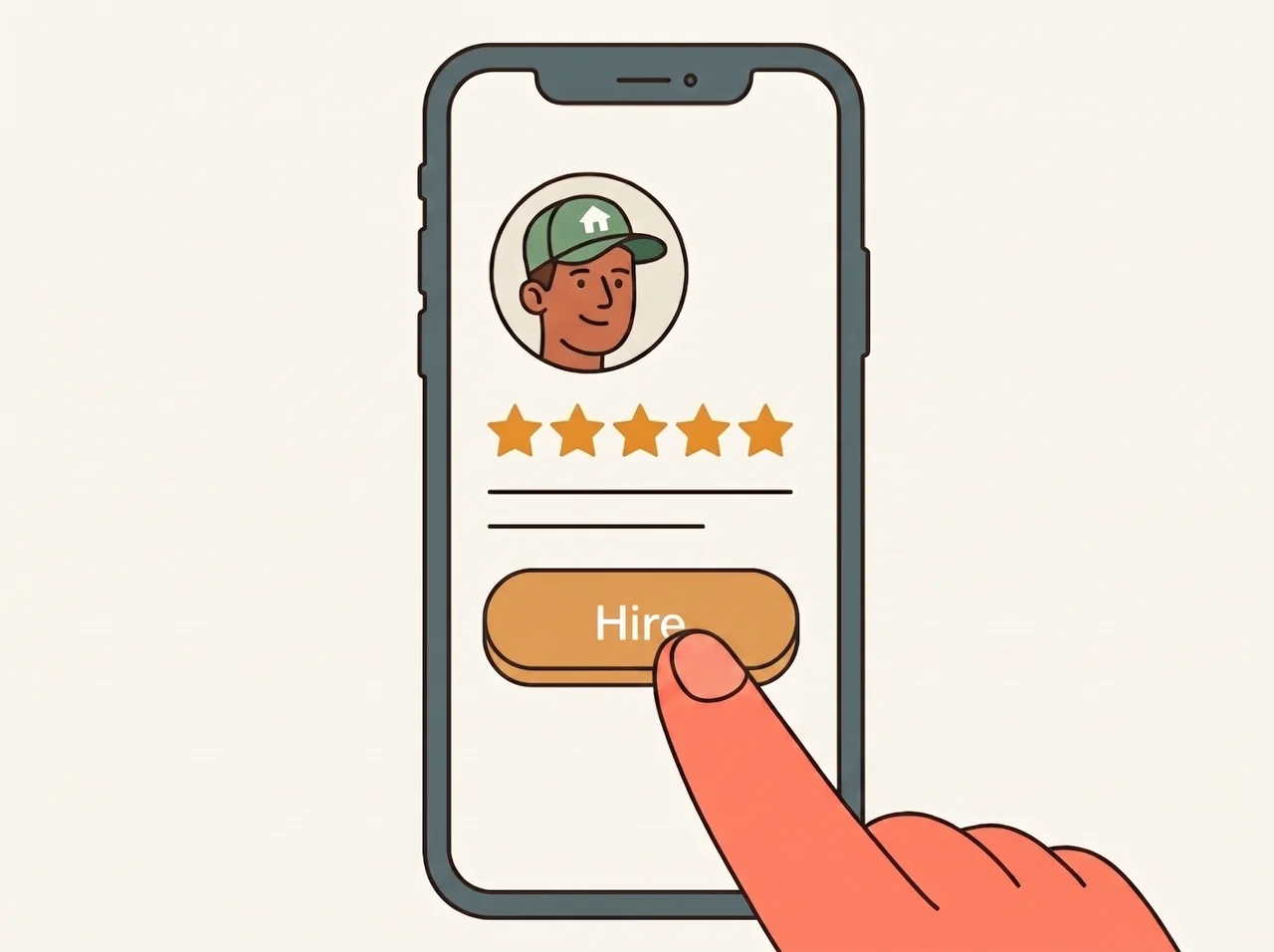 Tapping the Hire button