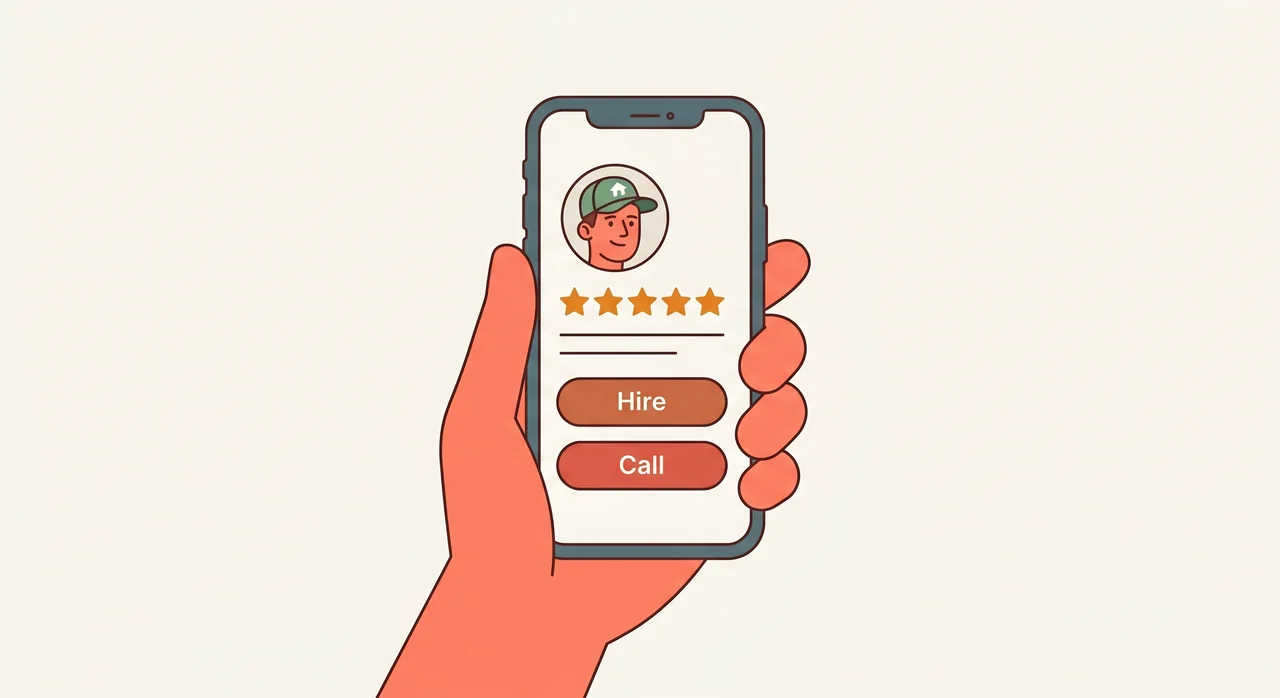 A glowing five-star review on a phone